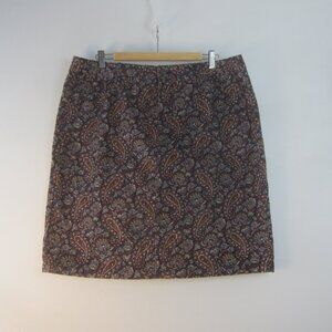 New LL Bean Women 16 Multicolor Cotton Corduroy Skirt Preppy 37" Pockets XL